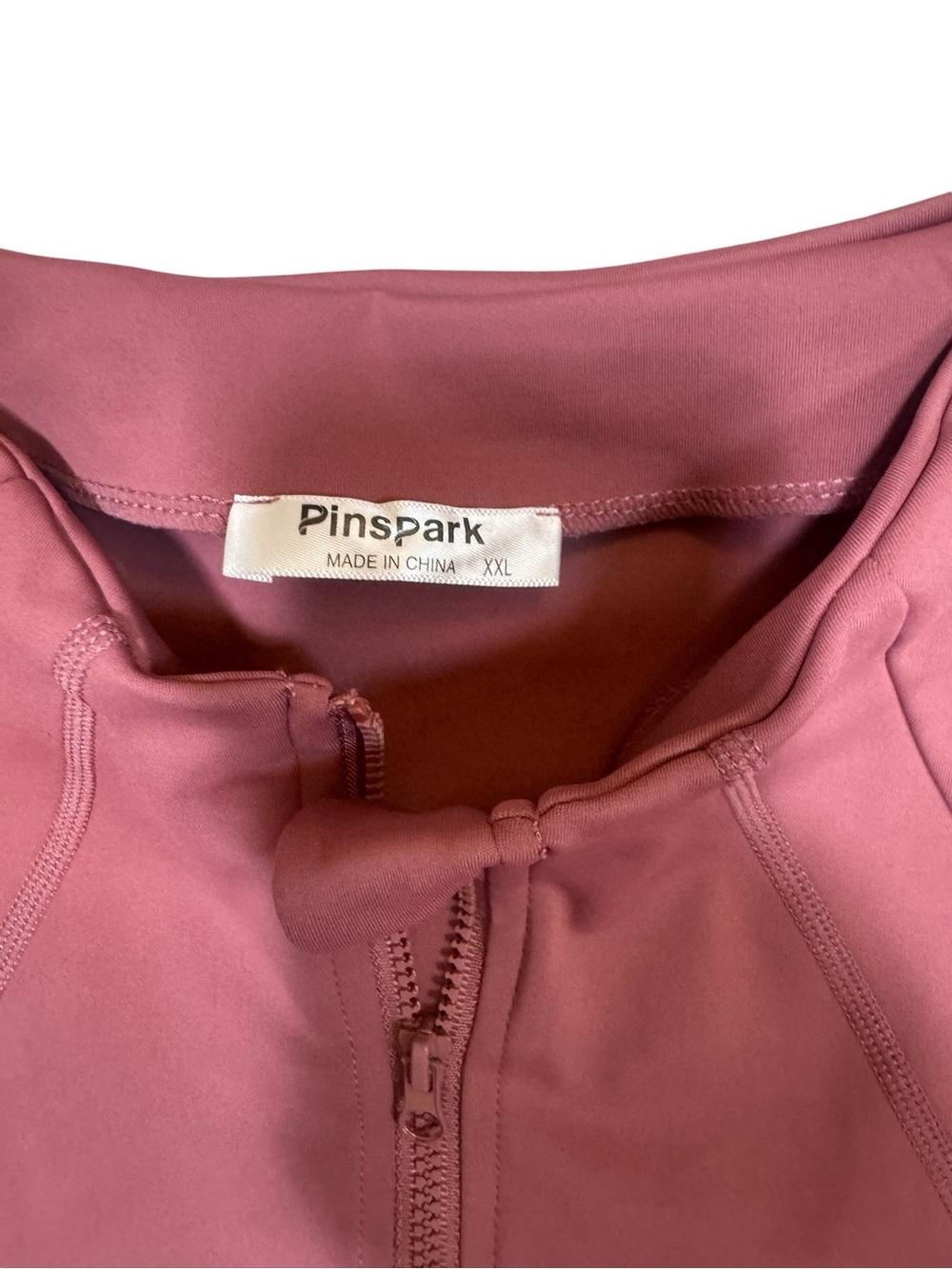 PinsPark Salmon Pink Athletic Zip Jacket Thumbholes XXL Activewear Stretch NWOT - Picture 2 of 8